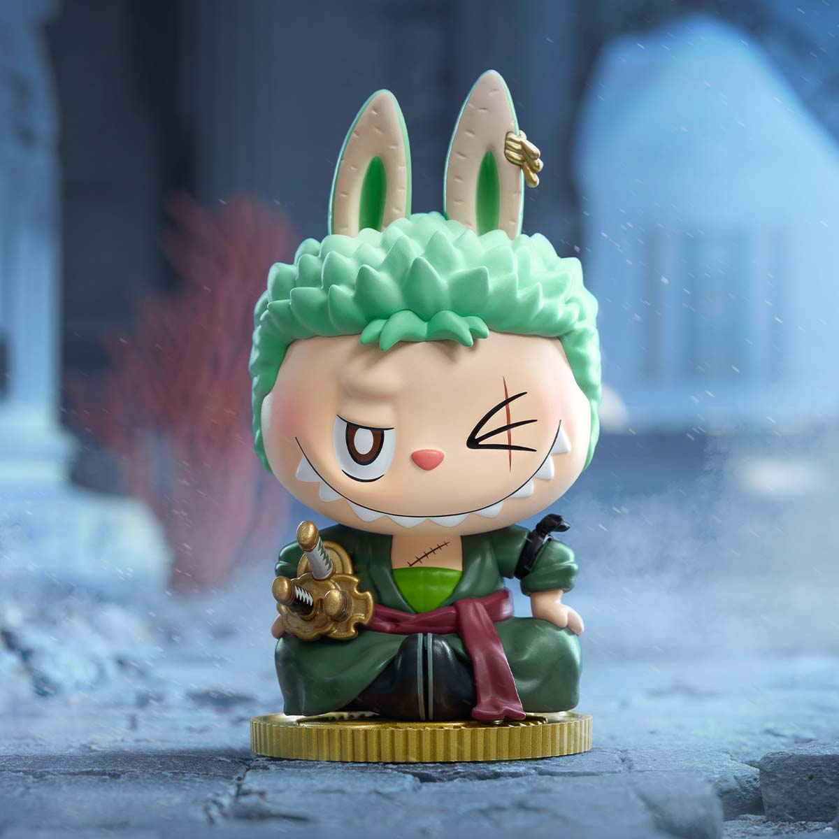 Labubu × One Piece Roronoa Zoro Figurine – Triple Sword Collectible Edition